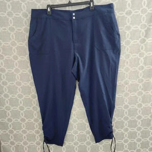 Sunday Women's 20 Pants Casual Cropped Tied hem Navy Blue